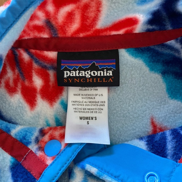 RARE Patagonia Synchilla Snap-T Manoa Floral Hawaiian Fleece Pullover S Blue. - Picture 5 of 7